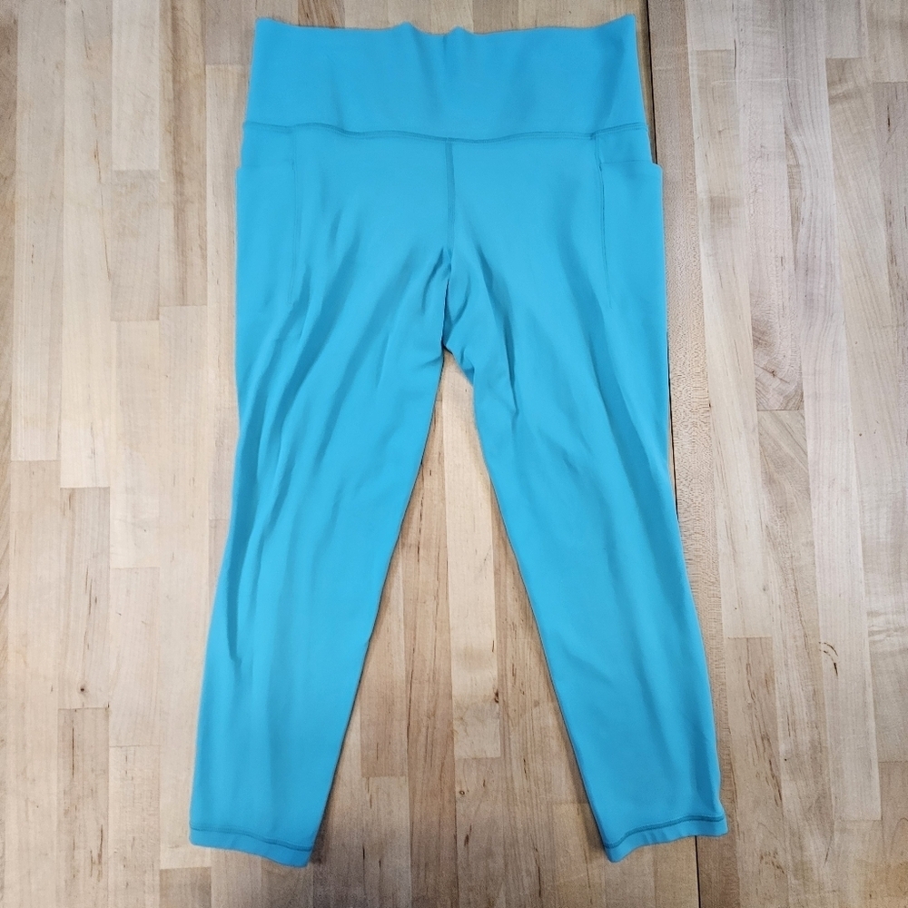 Athleta Salutation Stash 7/8 Tight Women's Large Blue Pockets Leggings